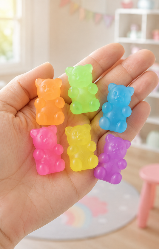 6-Pack Mini Gummy Bear Squishies – Colorful Sensory Fidget Toys