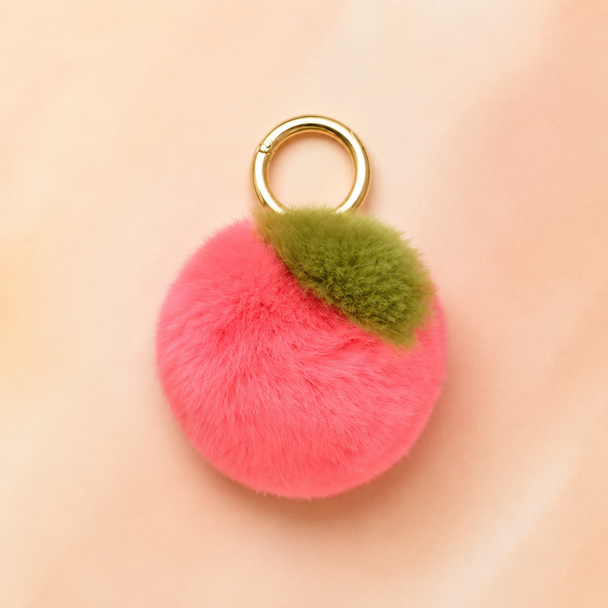 Fluffy Peach Keychain – Kawaii Fuzzy Fruit Bag Charm