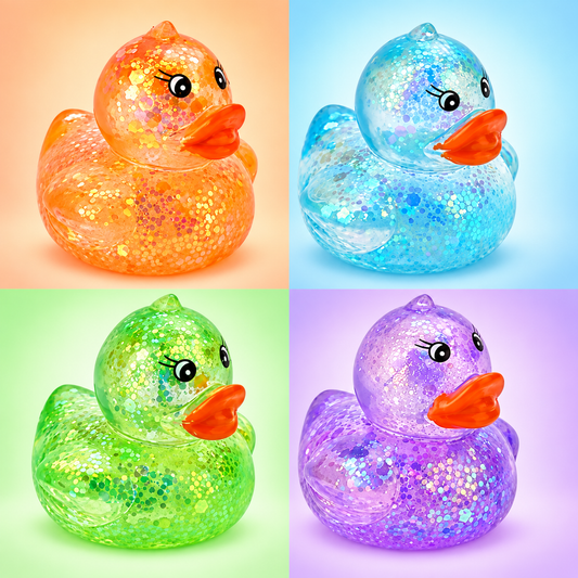 Glitter Squishy Duck Sensory Fidget Toy - Stress Relief Desk Toy, Kawaii Unbranded Party Prize, One Size