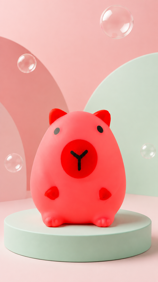 Pink Capybara Squishy – Cute Kawaii Sensory Fidget Stress Toy