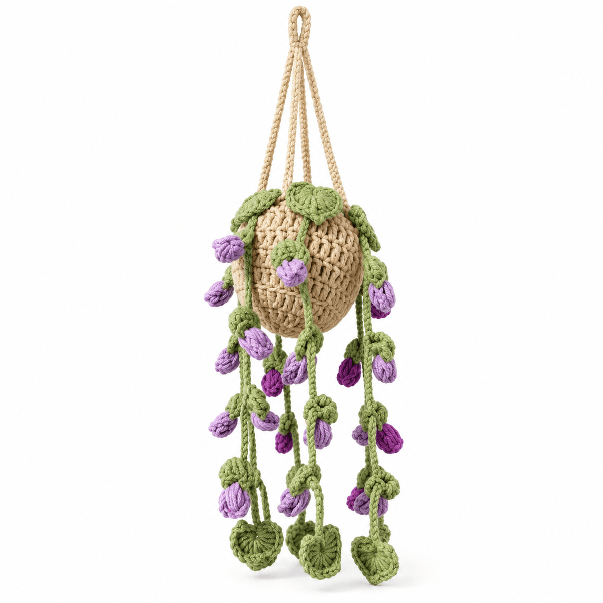 Crochet Hanging Plant Décor – Handmade Floral Vine Basket - Hiitzchrissy's Eclectic Fun Finds