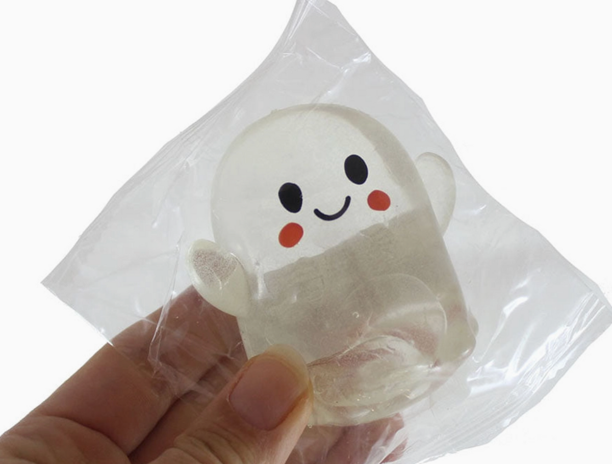 Glow-in-the-Dark Ghost Shape Kawaii Squishy - Spooky Cute Jelly-Like Decompression Squeeze, Glow-in-the-Dark, Sensory Friendly Fidget Toy for 4+ Years, Stress & Anxiety Relief, Collectible Gift Idea