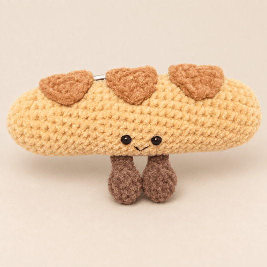 Handmade Crochet Bread Loaf Plush Keychain and Bag Charm - Hiitzchrissy's Eclectic Fun Finds