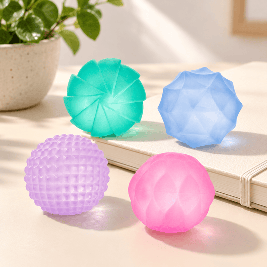 SPEKS Gump Mini Surface Stress Balls – 4-Pack Textured Memory Gel Fidget Set - Hiitzchrissy's Eclectic Fun Finds