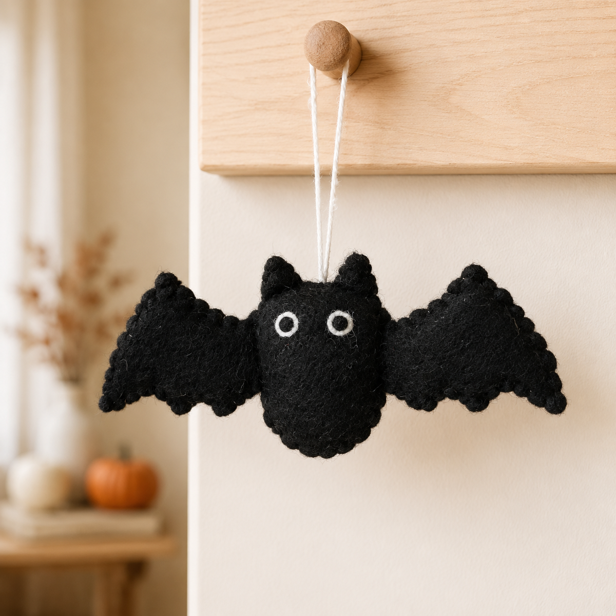 Black Felt Bat Hanging Ornament – Cute Halloween Decoration