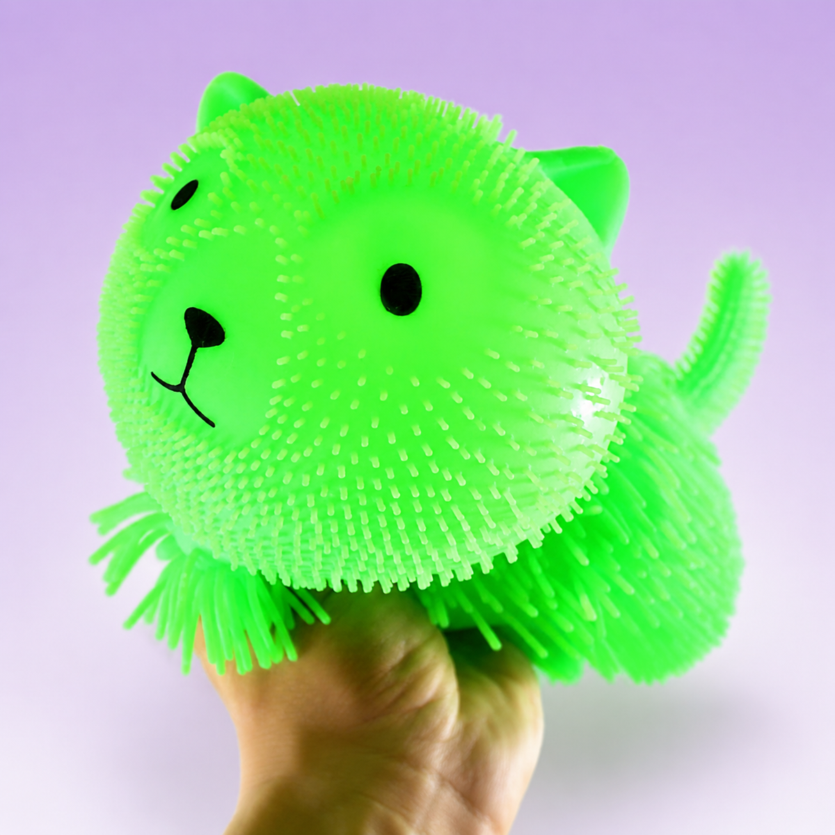 Shaggy Kitty Puffer Ball – Cat Sensory Squeeze Toy