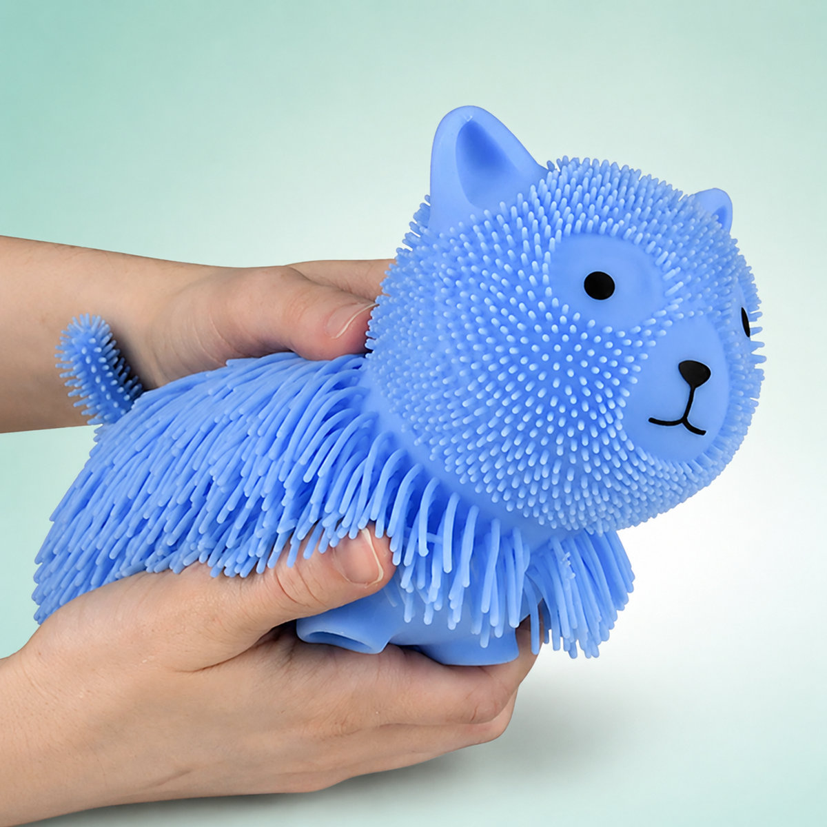 Shaggy Kitty Puffer Ball – Cat Sensory Squeeze Toy
