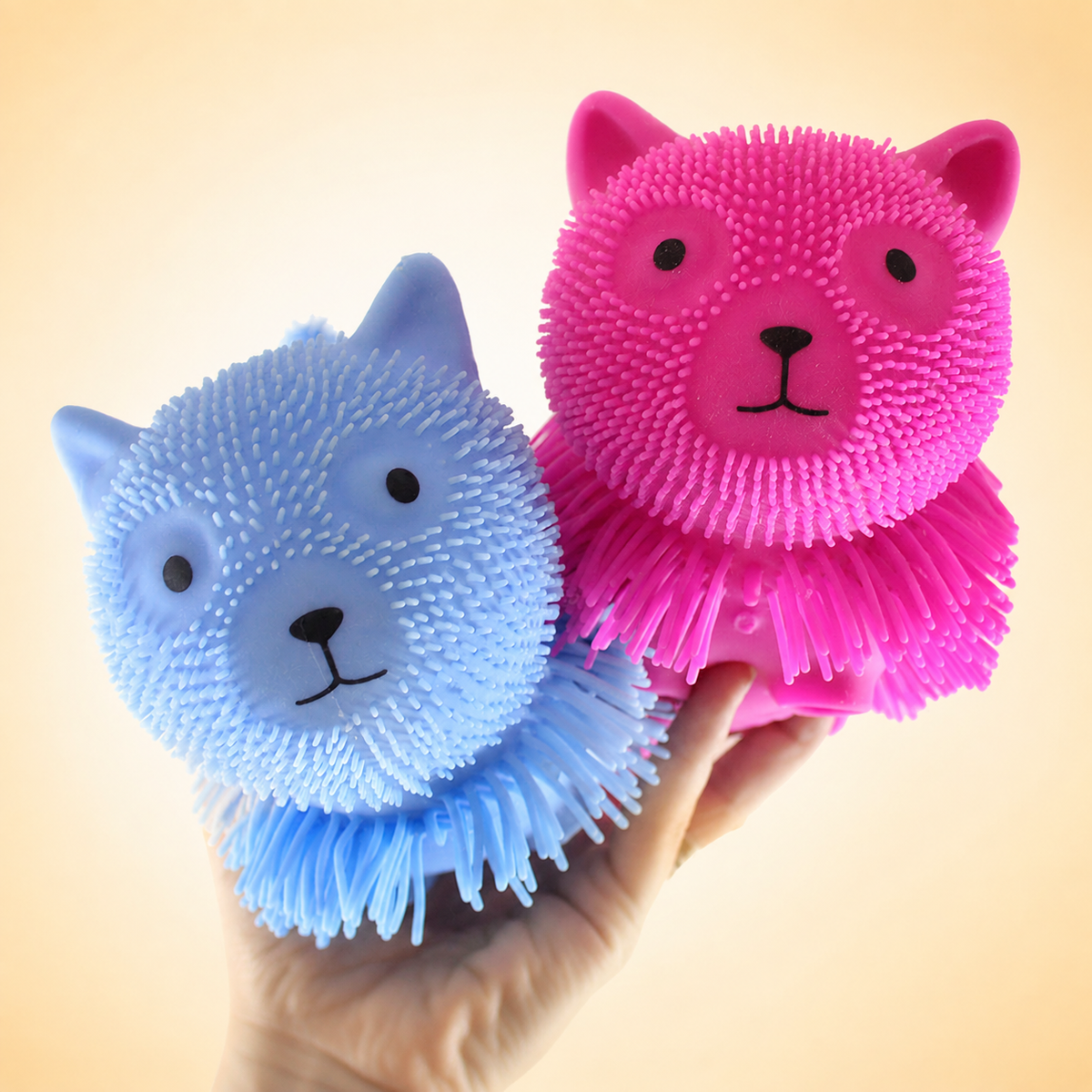 Shaggy Kitty Puffer Ball – Cat Sensory Squeeze Toy
