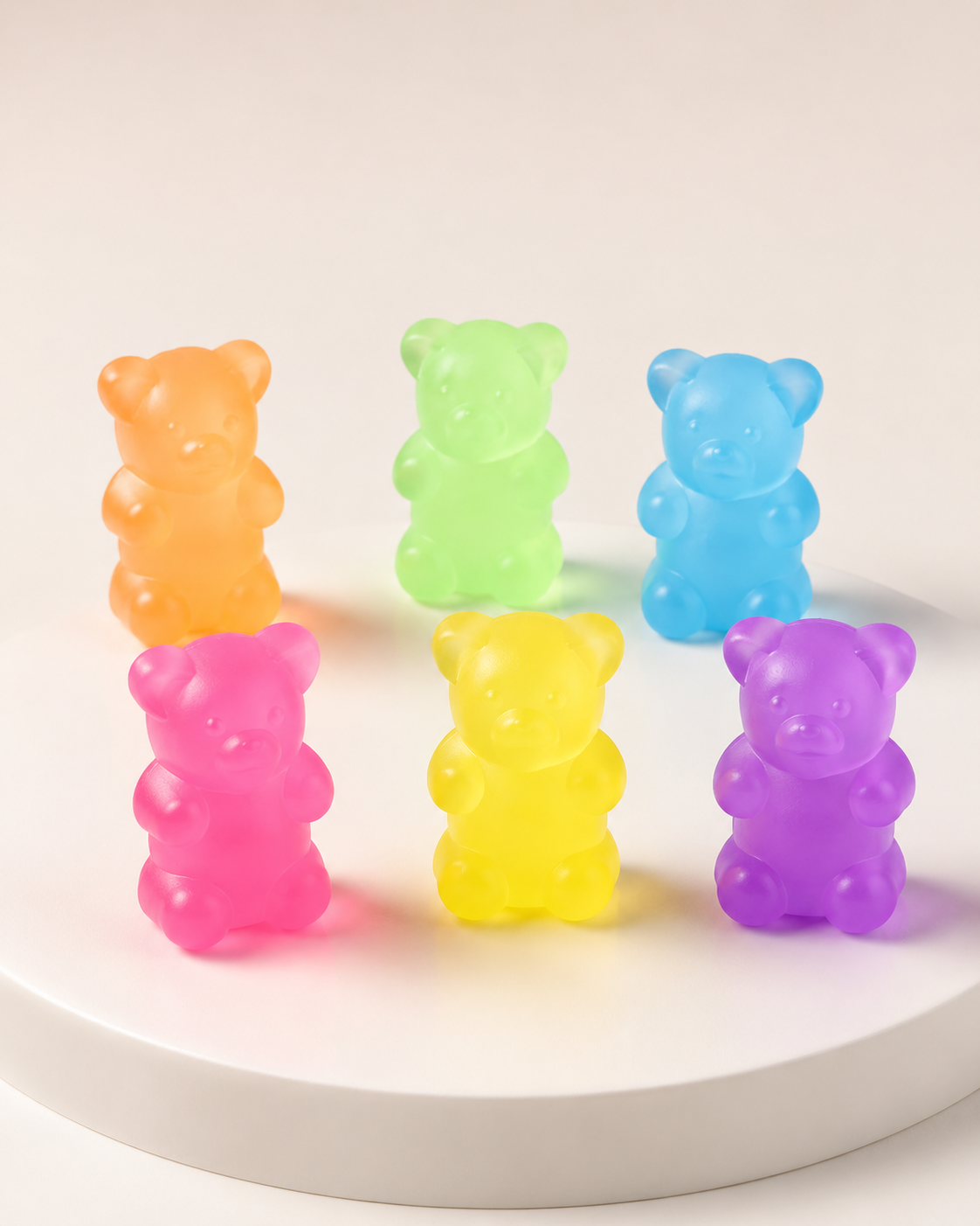 6-Pack Mini Gummy Bear Squishies – Colorful Sensory Fidget Toys
