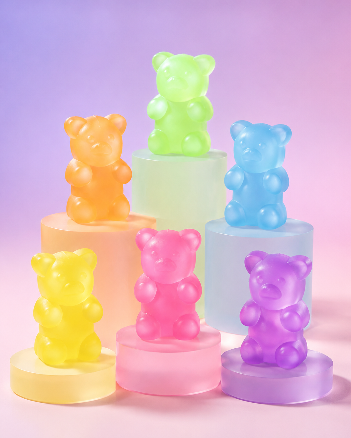 6-Pack Mini Gummy Bear Squishies – Colorful Sensory Fidget Toys