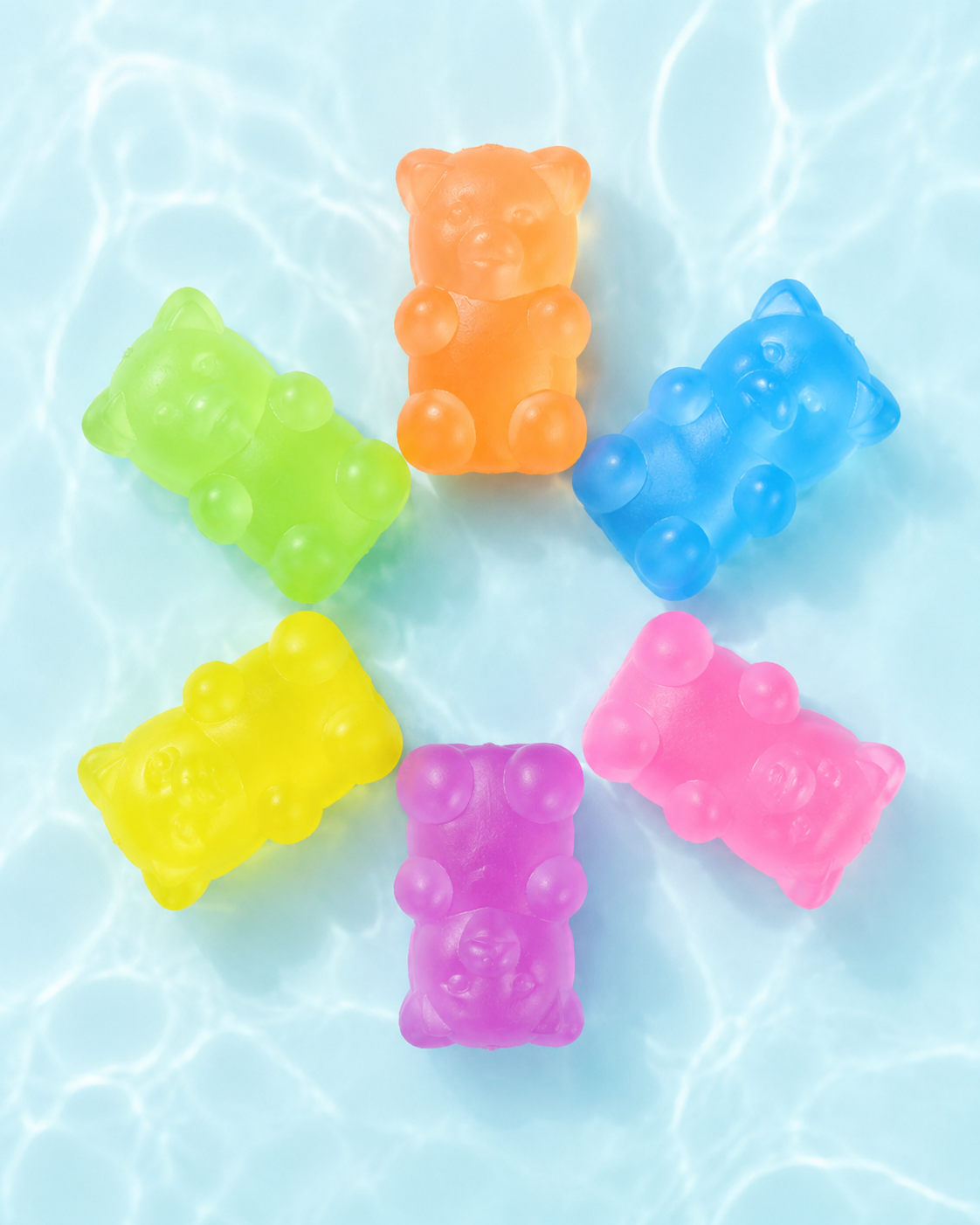 6-Pack Mini Gummy Bear Squishies – Colorful Sensory Fidget Toys