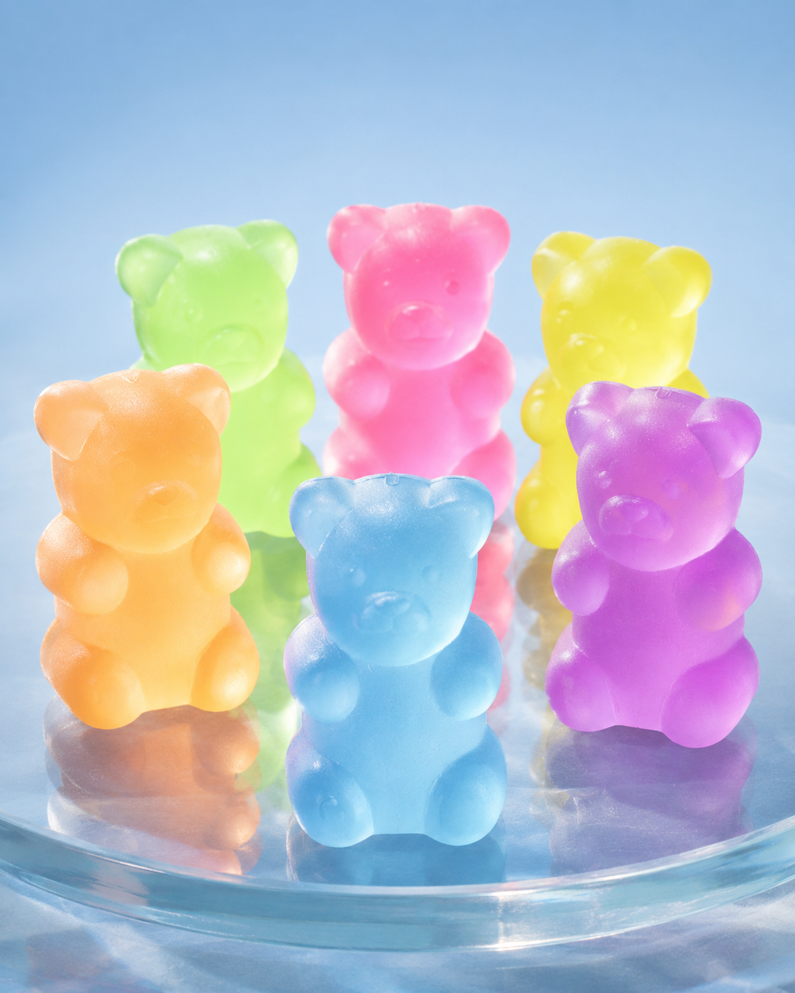 6-Pack Mini Gummy Bear Squishies – Colorful Sensory Fidget Toys