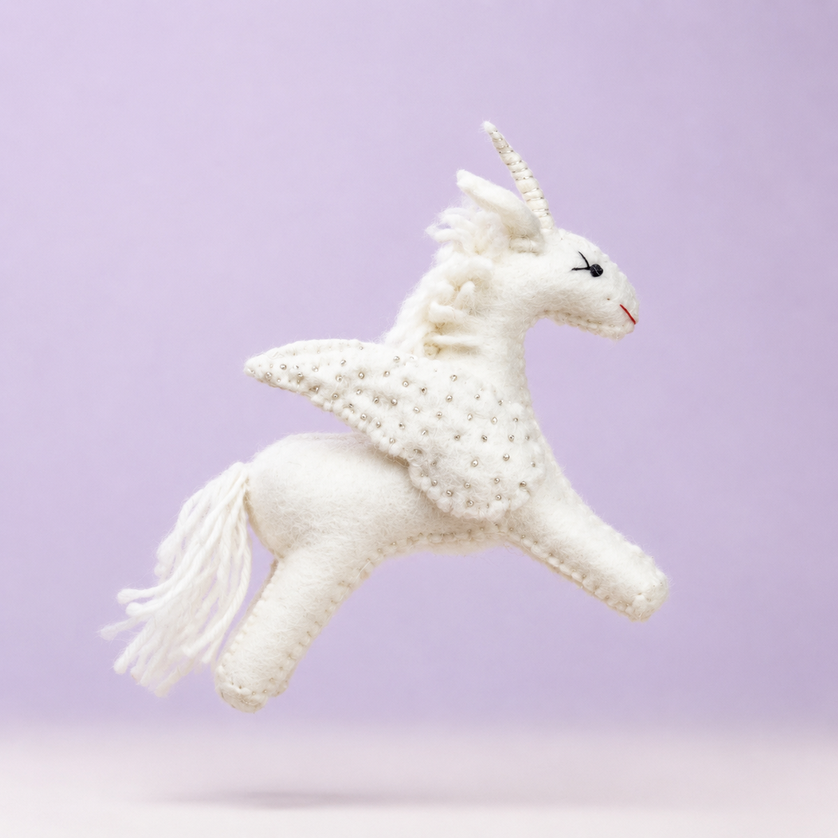 Felt Winged Unicorn – Rainbow or All-White, Large and Small Options