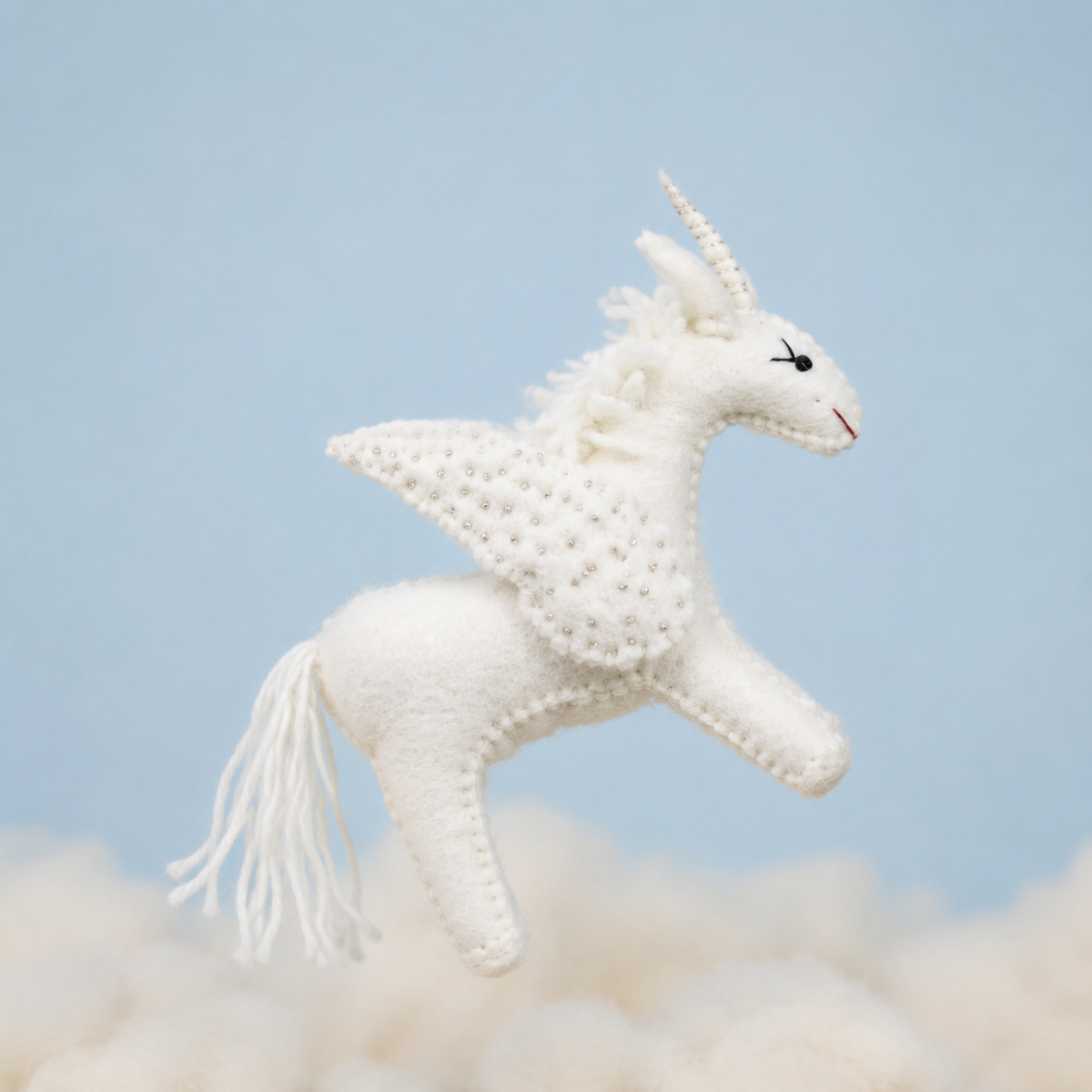 Felt Winged Unicorn – Rainbow or All-White, Large and Small Options