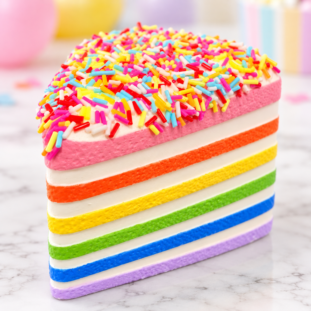 Kawaii Rainbow Birthday Cake Food Squishies - Super Slow-Rising Non-Toxic Foam, Soft Fidget, Sensory Squishy, Squishy Squeeze Ball, Unisex Stress Relief, Collectible Decoration for 4-6 Years