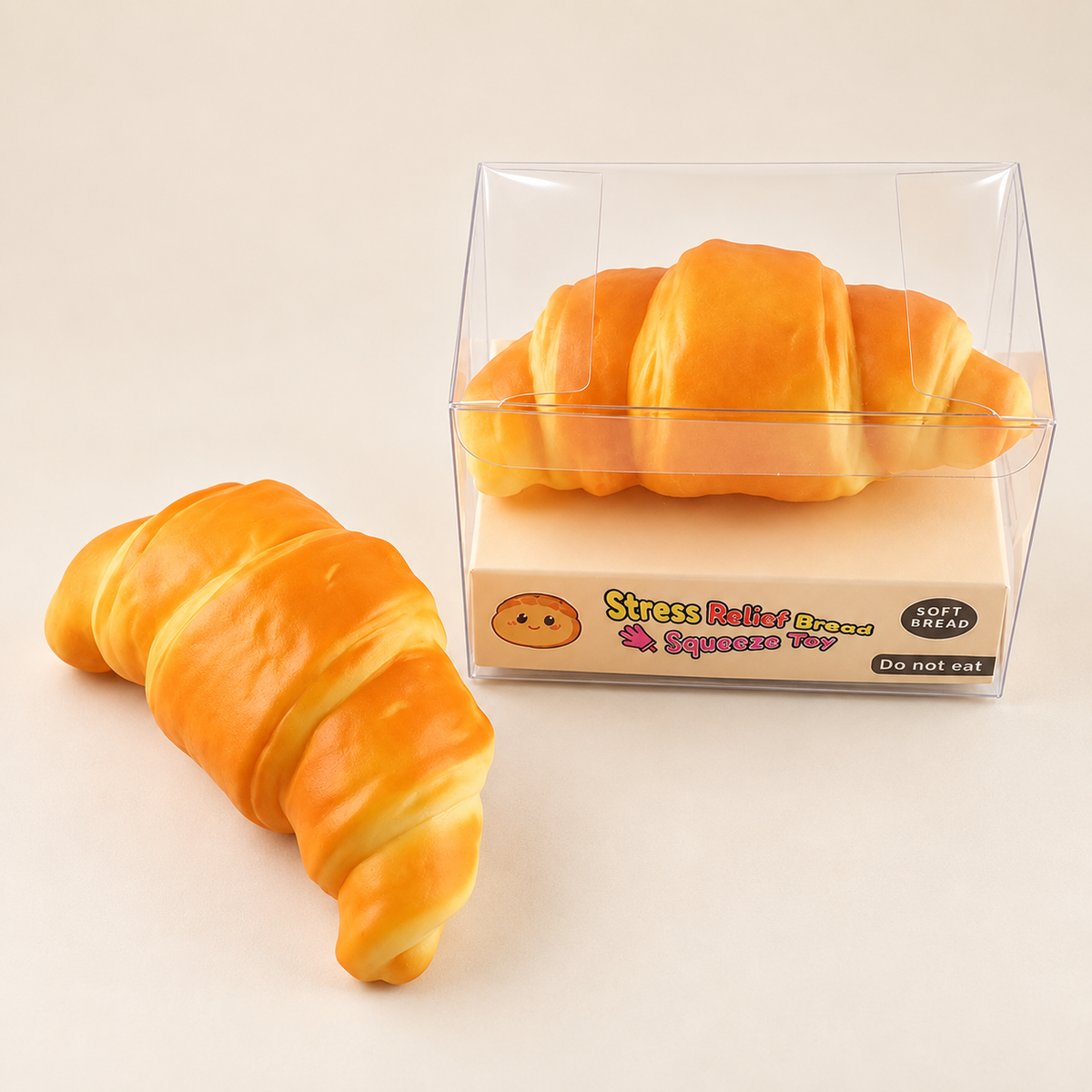 Croissant Bread Squishy – Soft Stress-Relief Squeeze Toy