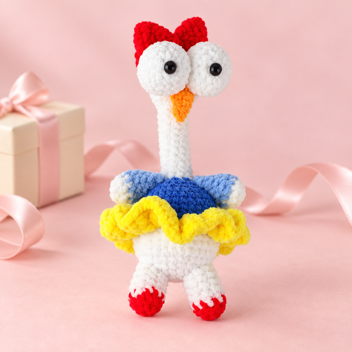 Colorful Crocheted Chicken Doll – Cute Handmade-Style Chicken Toy