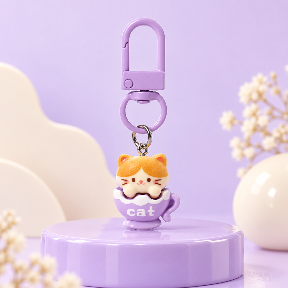 Kawaii Cat Bag Charm Keychain – Cute Kitty Purse, Backpack and Key Accessory