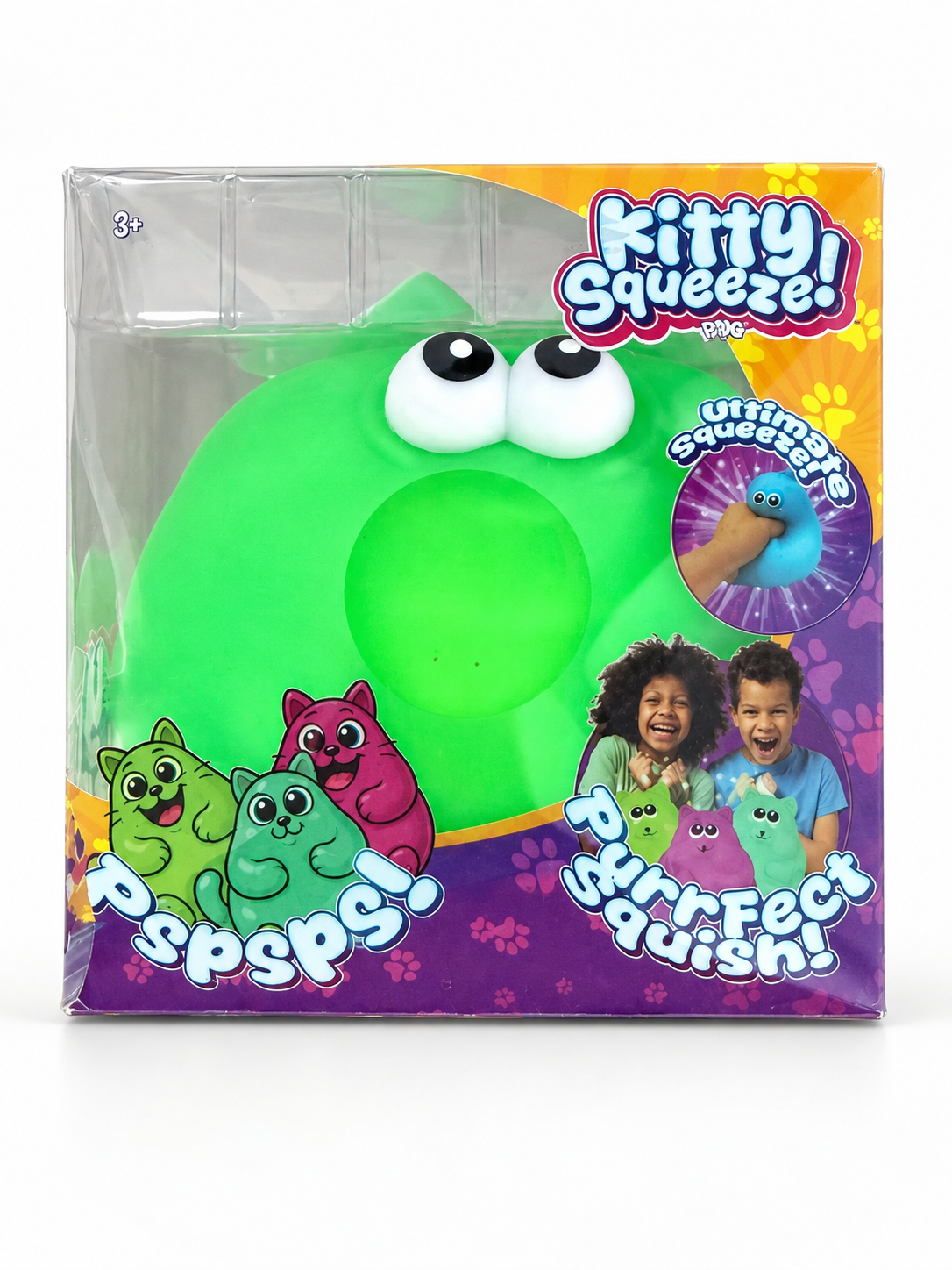 P!NG Kitty Squeeze Green Cat Sensory Squishy Toy