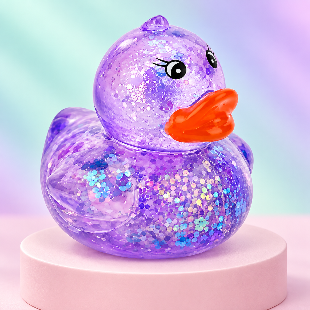 Glitter Squishy Duck Sensory Fidget Toy - Stress Relief Desk Toy, Kawaii Unbranded Party Prize, One Size