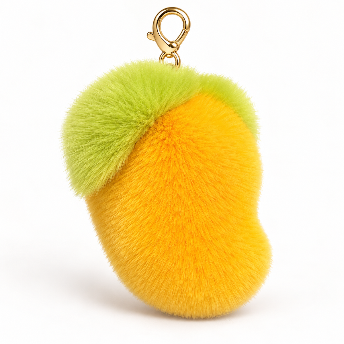 Fluffy Mango Keychain – Fuzzy Kawaii Fruit Bag Charm