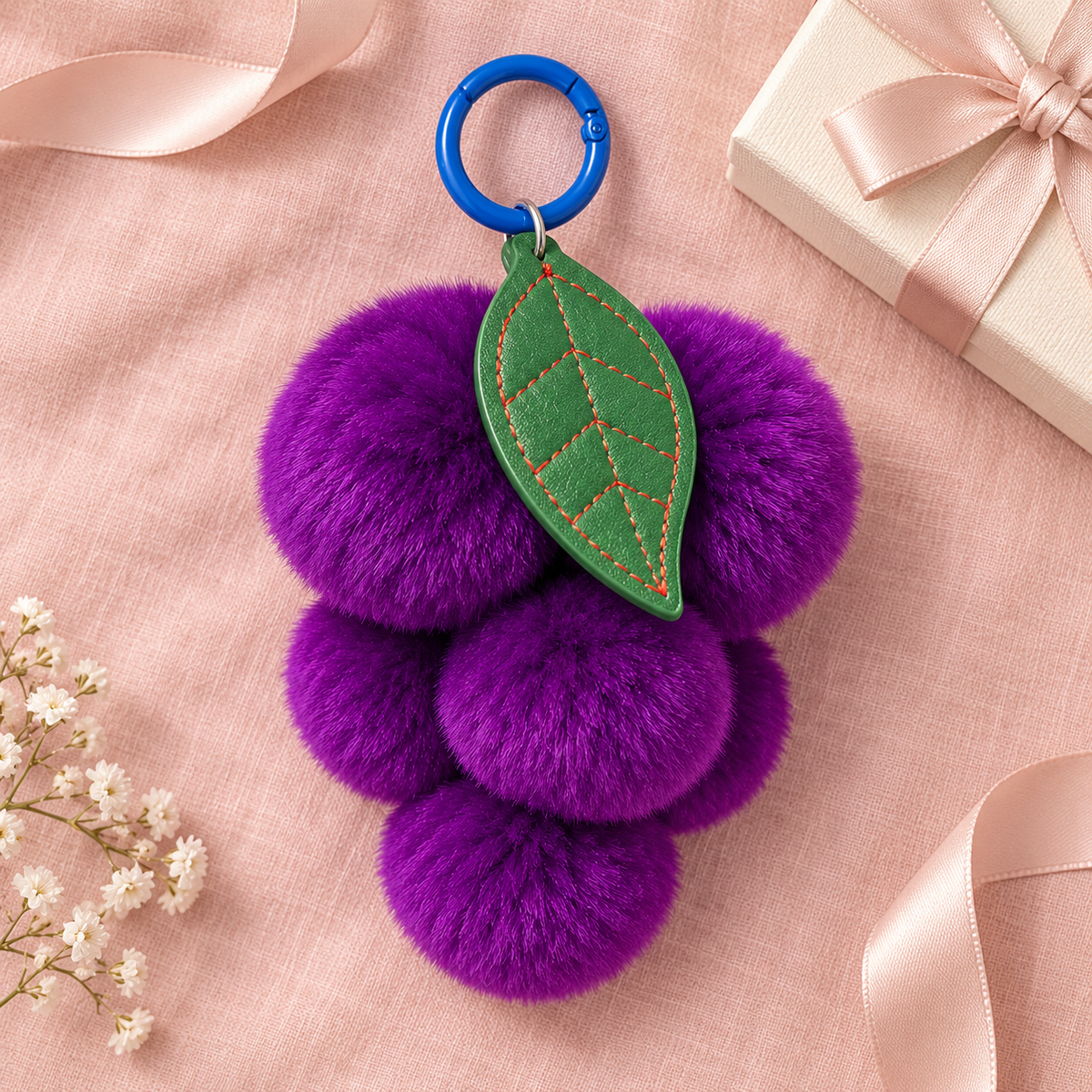 Purple Grape Plush Keychain / Bag Charm
