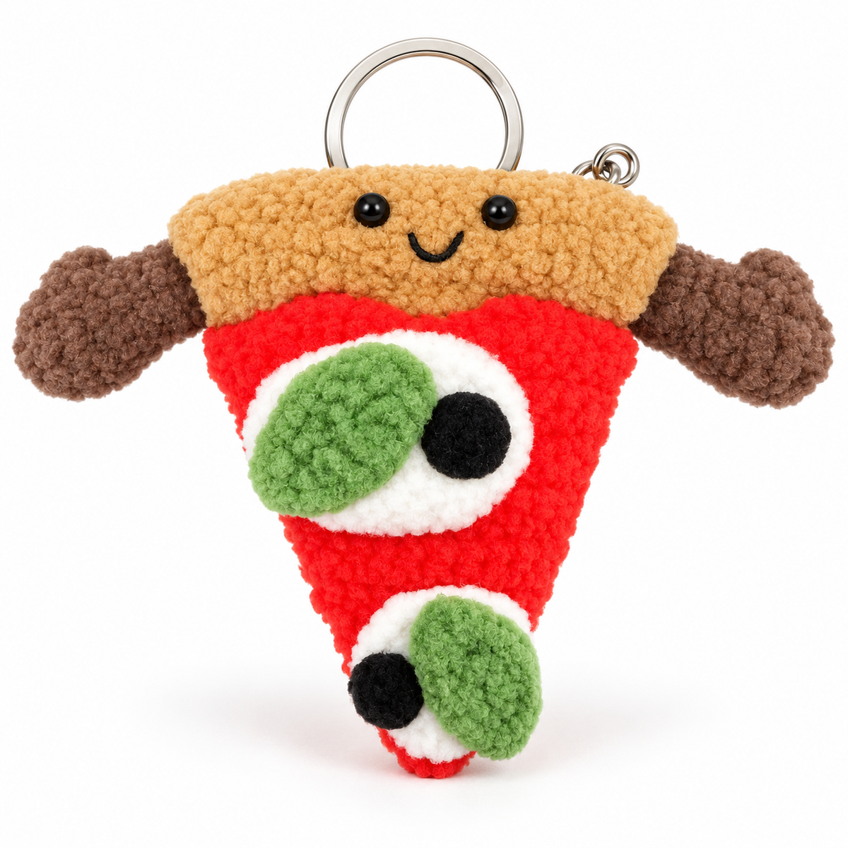 Cute Plush Pizza Keychain & Bag Charm – Kawaii Food Accessory with Smiling Face