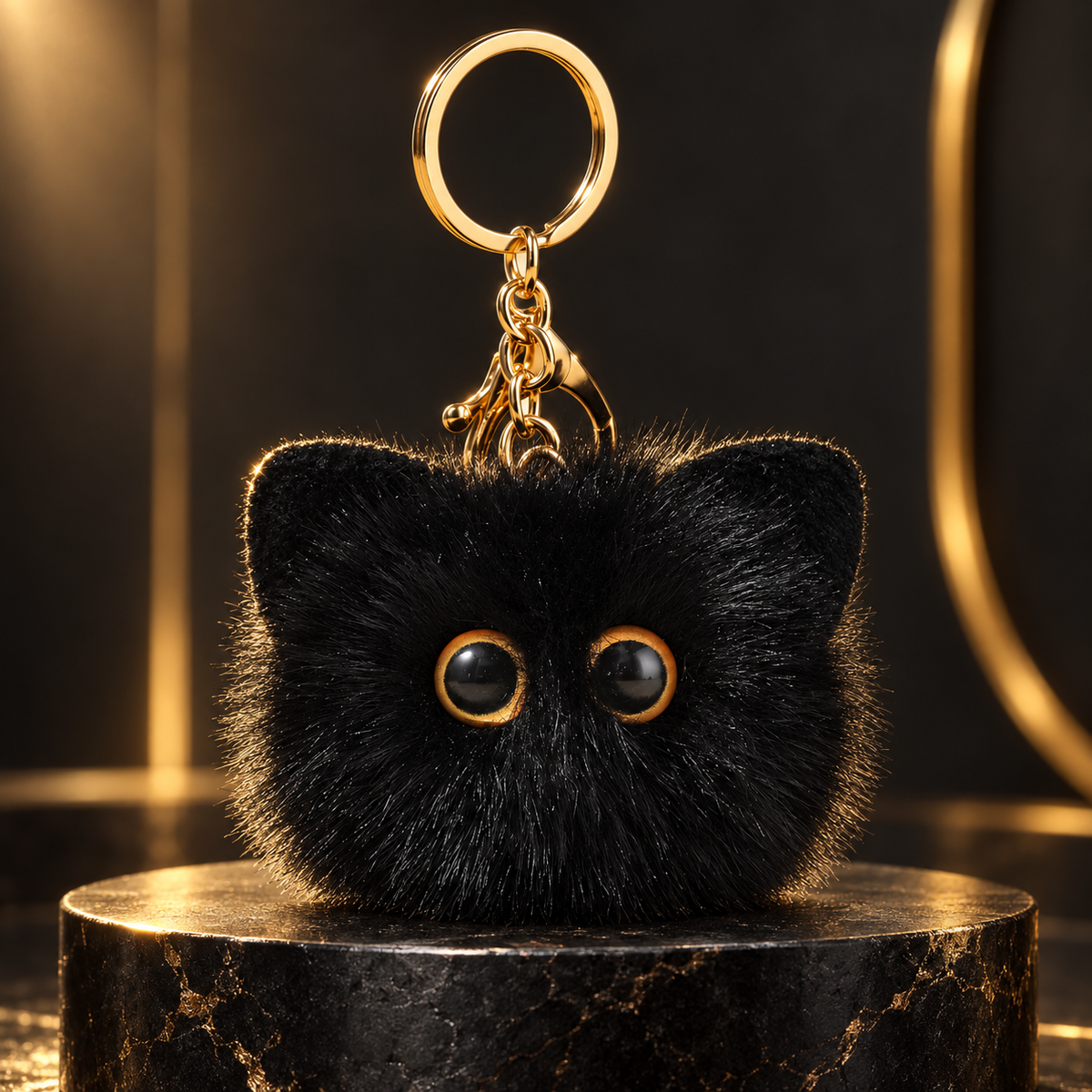 Fluffy Cat Bag Charm Keychain – Soft Fuzzy Kitty Purse and Backpack Accessory