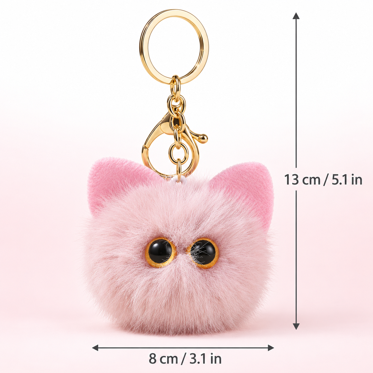 Fluffy Cat Bag Charm Keychain – Soft Fuzzy Kitty Purse and Backpack Accessory