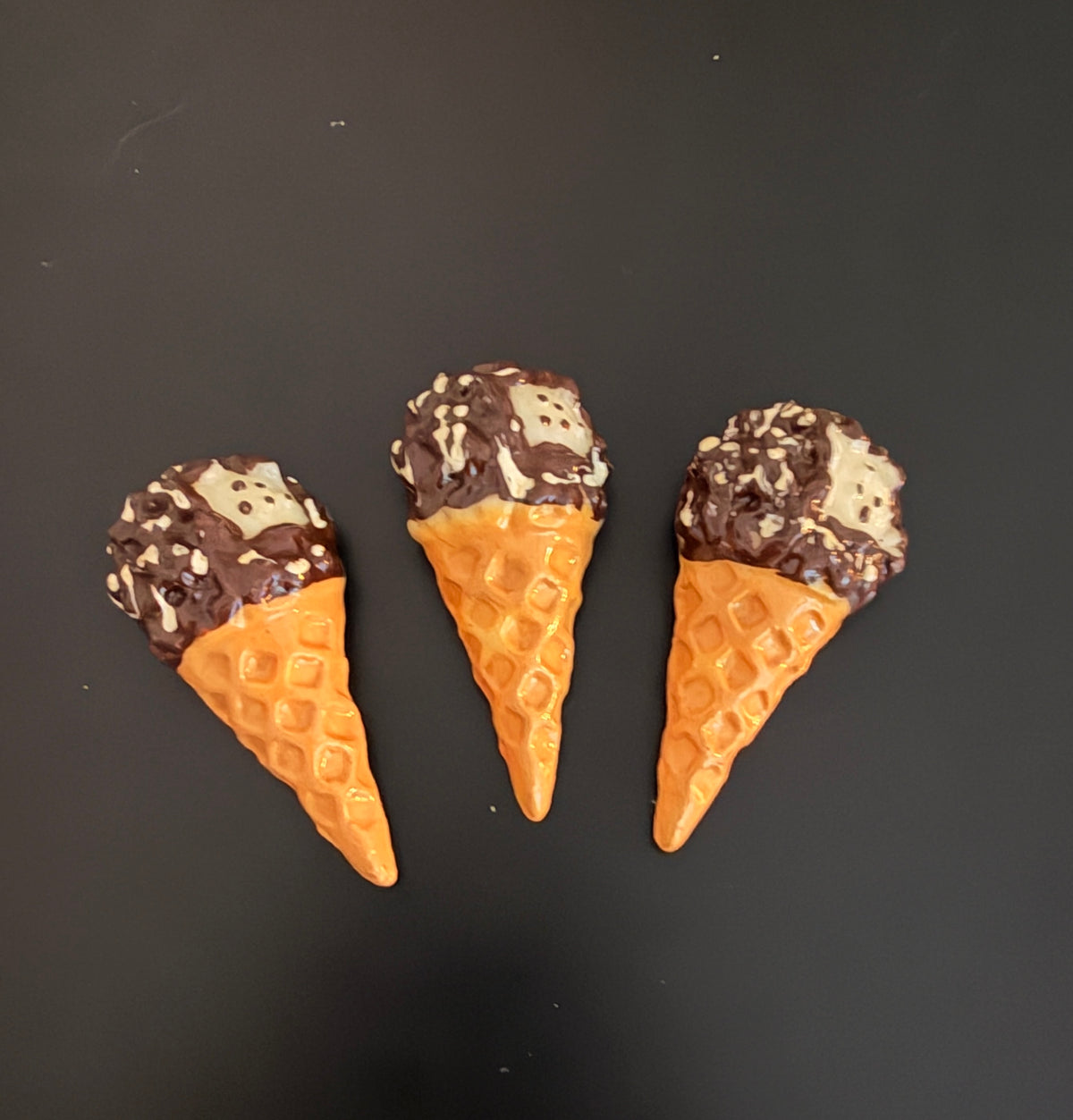 Mini Chocolate Ice Cream Cone Magnet – Realistic Dessert Refrigerator Décor