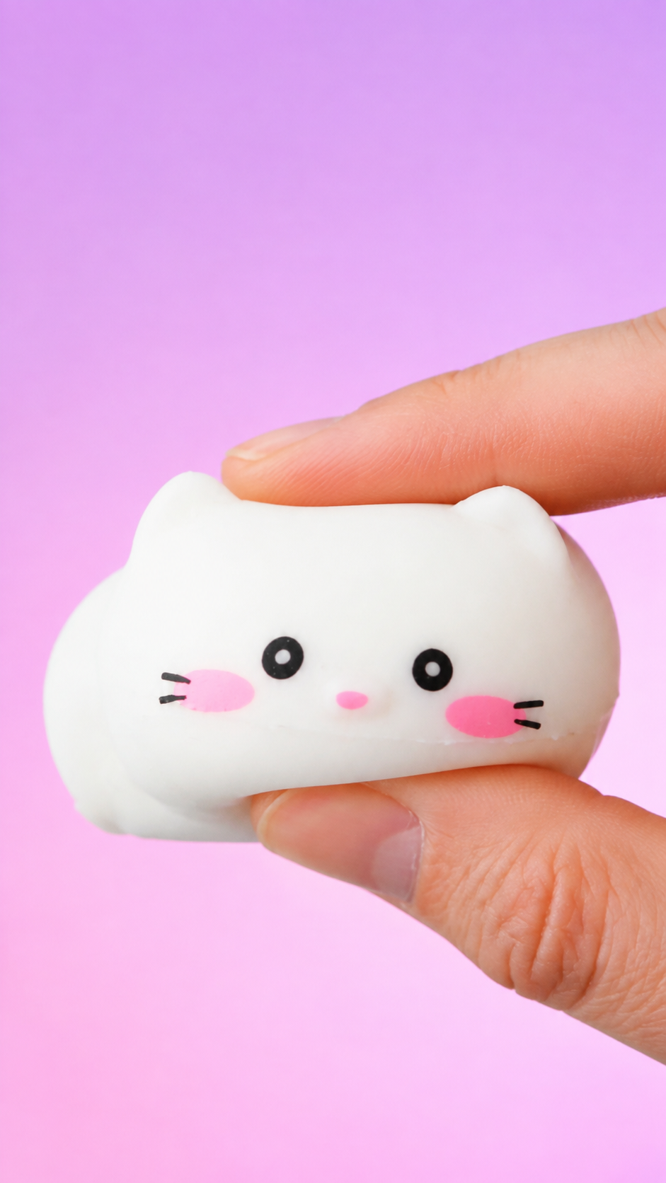 Kawaii White Cat Squishy – Cute Kitty Stress Ball Sensory Fidget Toy