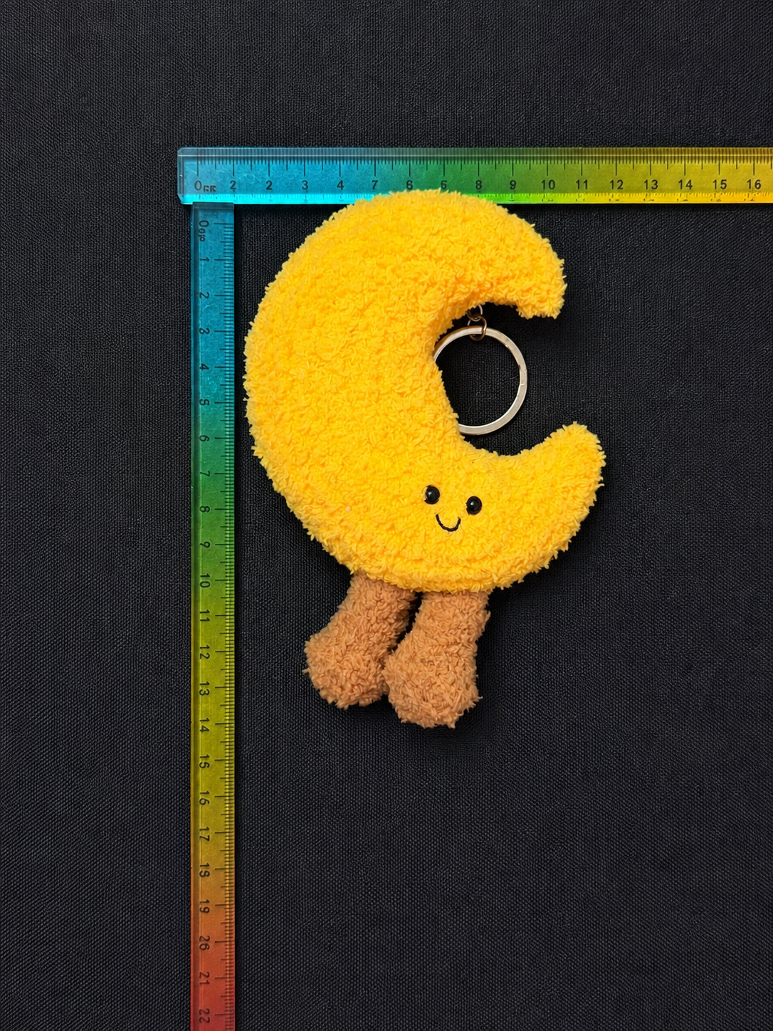 Crochet Moon Bag Charm - Kawaii Aesthetic, Plush Yarn, Smiling Face Design with Metal Key Ring, Mystery Color Purse Accessory for Luggage & Bags