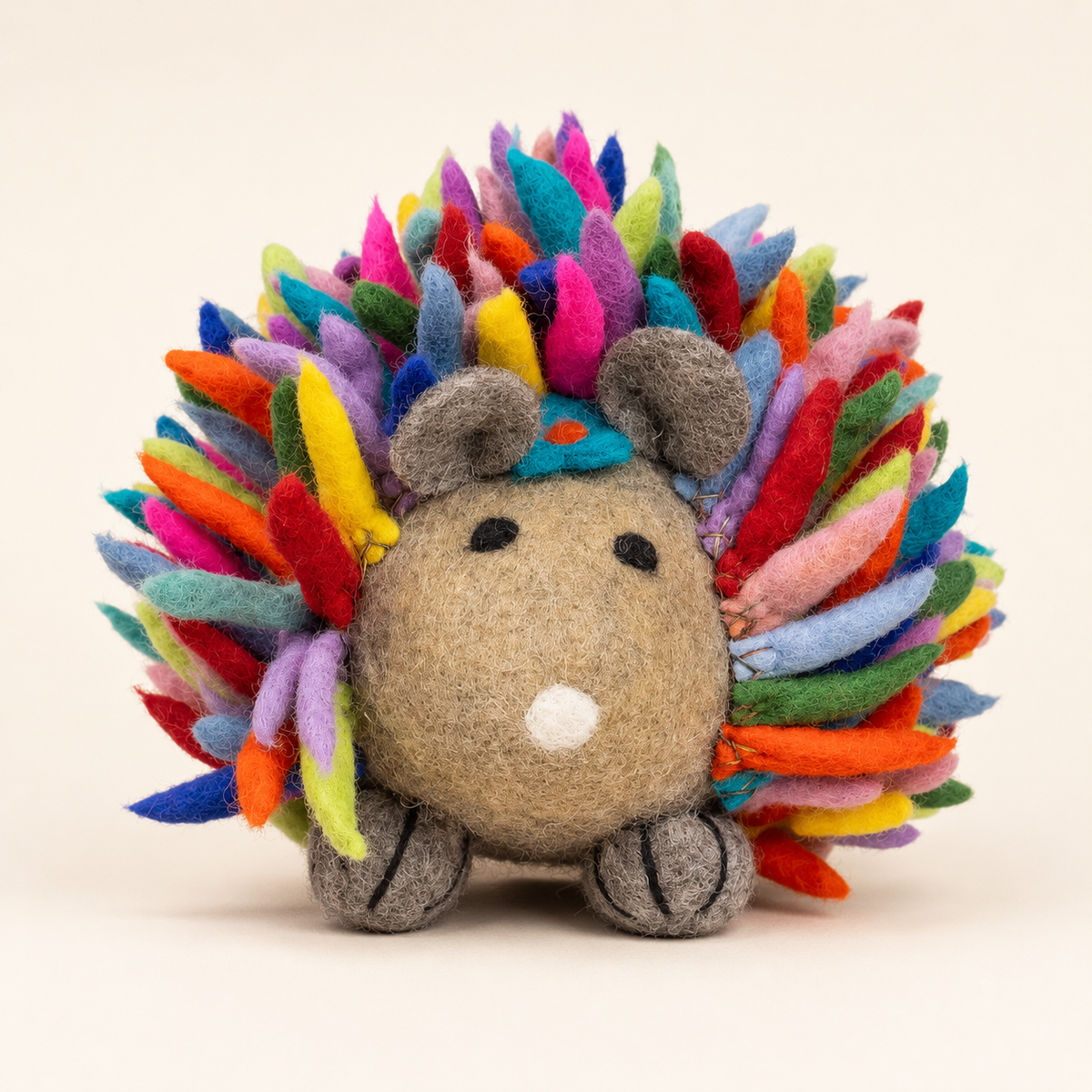 Colorful Felt Hedgehog – Handmade-Style Rainbow Woodland Decoration