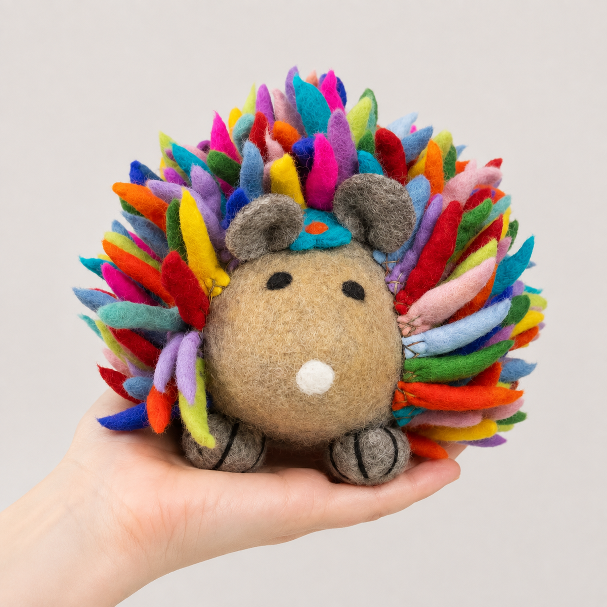 Colorful Felt Hedgehog – Handmade-Style Rainbow Woodland Decoration