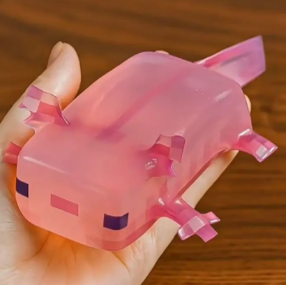 Pink Axolotl Sensory Squishy Toy - Compact Size Squishies Toys for 4+ Years Kids, Anxiety Relief Fidget Collectible, Ideal Birthday Gifts and Stocking Stuffers for Axolotl Lovers, Flexible, Detailed Gills, Tail, And Tiny Feet