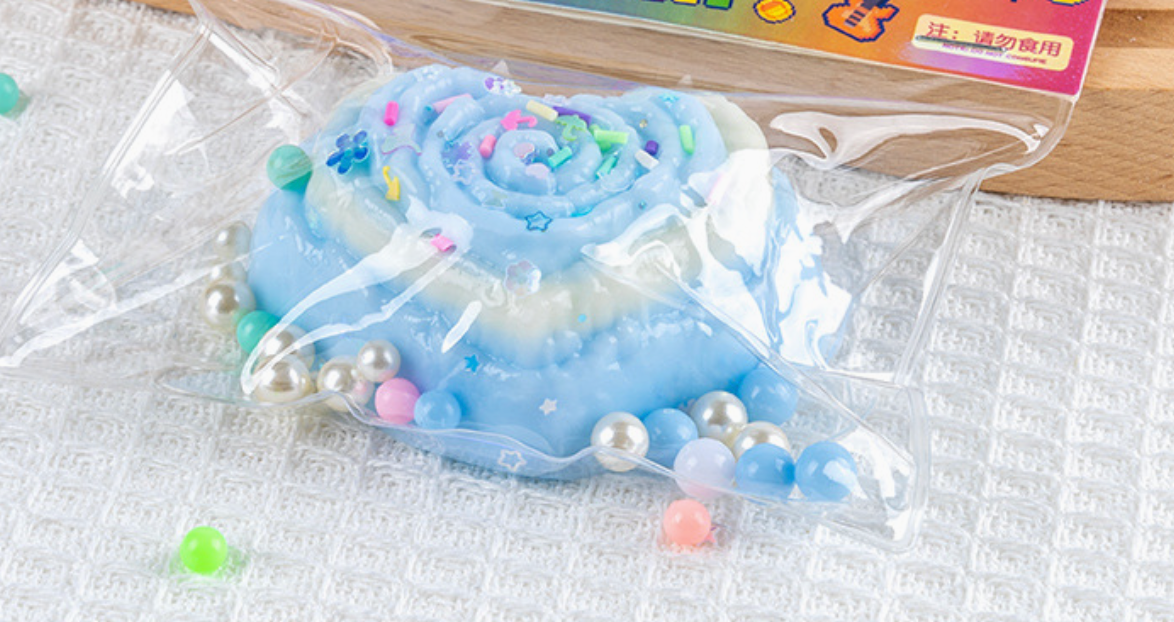 Heart Shape Blue Squishy Stress Relief Toy - Cute Kawaii Unisex Fidget Toy for Ages 4+
