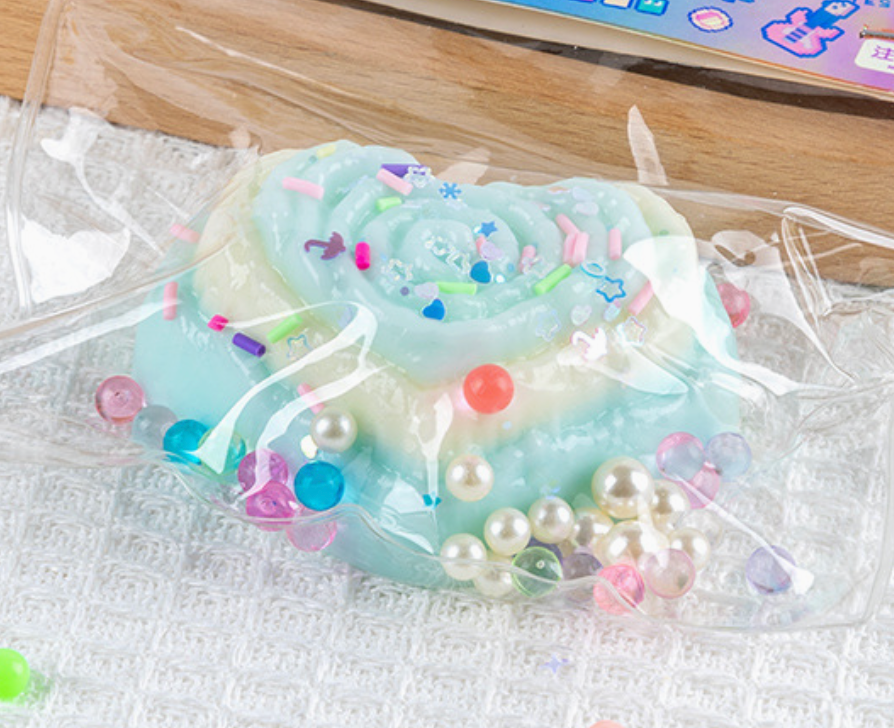 Heart Shape Blue Squishy Stress Relief Toy - Cute Kawaii Unisex Fidget Toy for Ages 4+