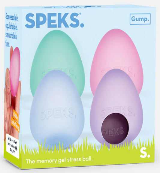SPEKS Gump Memory Slow-Rise Gel Stress Eggs - 4-Pack Collectibles, Oddly Satisfying Squishy Sensory Fidget Toys for Calming Coworkers’ Anxiety Relief, Fidget Enthusiasts, Squishy Packs, Stress Ball Fidgets