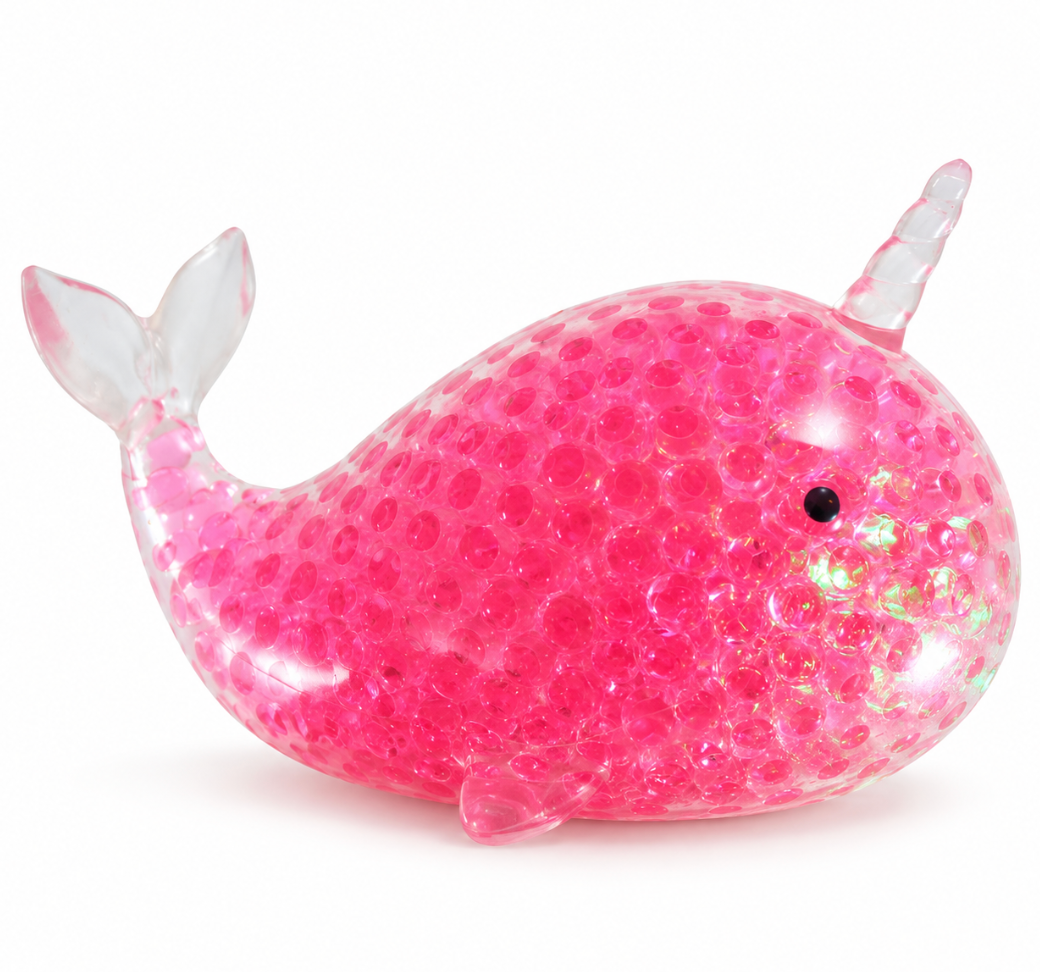 Pink or Blue Narwhal Orbeez Squishy – Bead-Filled Sensory Stress Toy