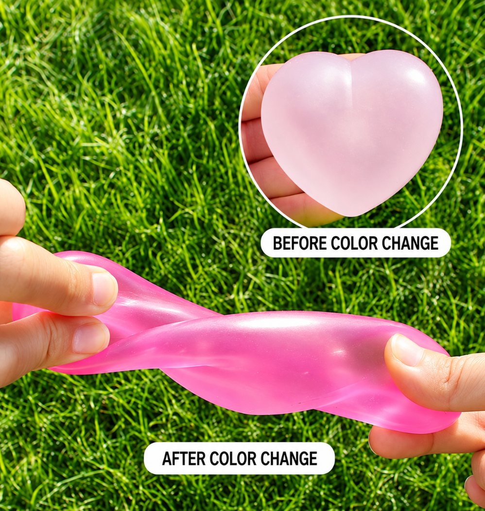 Color Changing Heart Stress Ball – Stretchy Squishy Sensory Fidget Toy