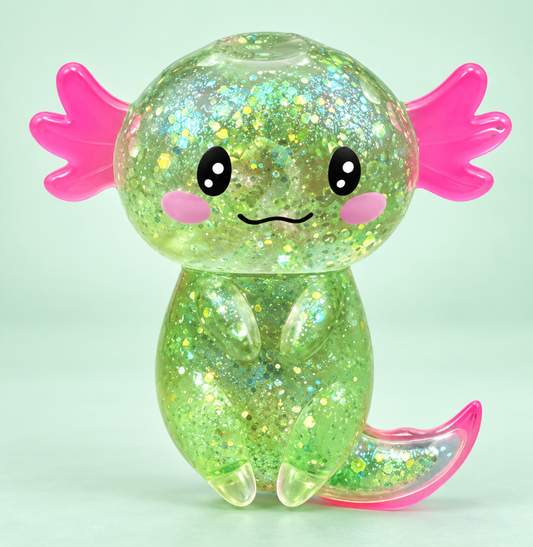Glitter Axolotl Sugar Squishy – Kawaii Sensory Fidget Toy