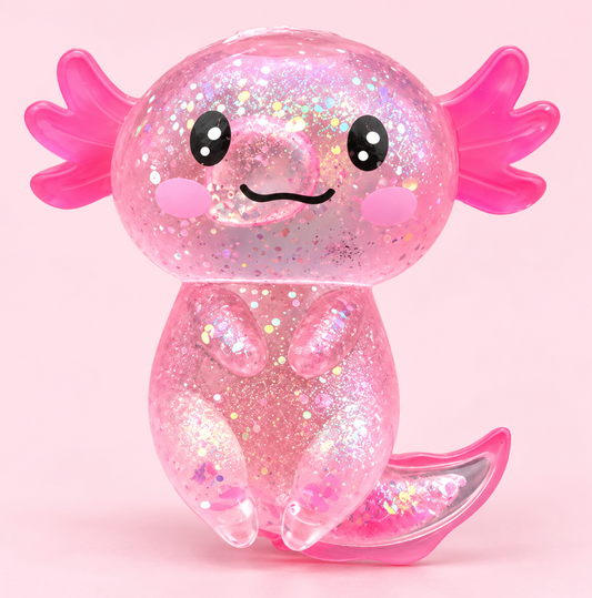 Glitter Axolotl Sugar Squishy – Kawaii Sensory Fidget Toy