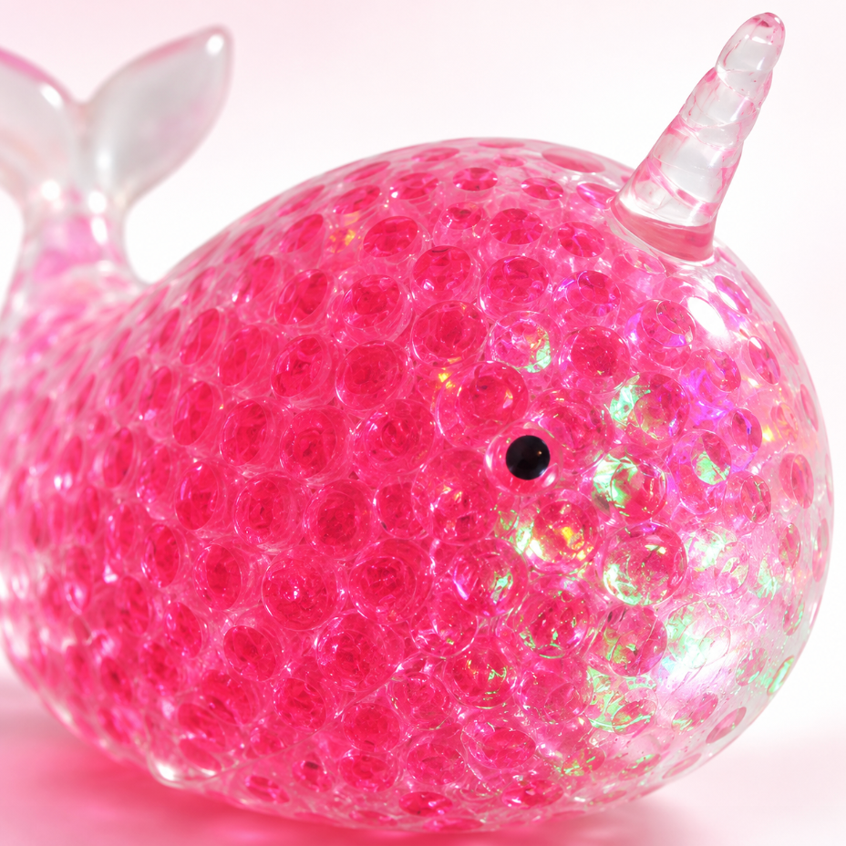 Pink or Blue Narwhal Orbeez Squishy – Bead-Filled Sensory Stress Toy