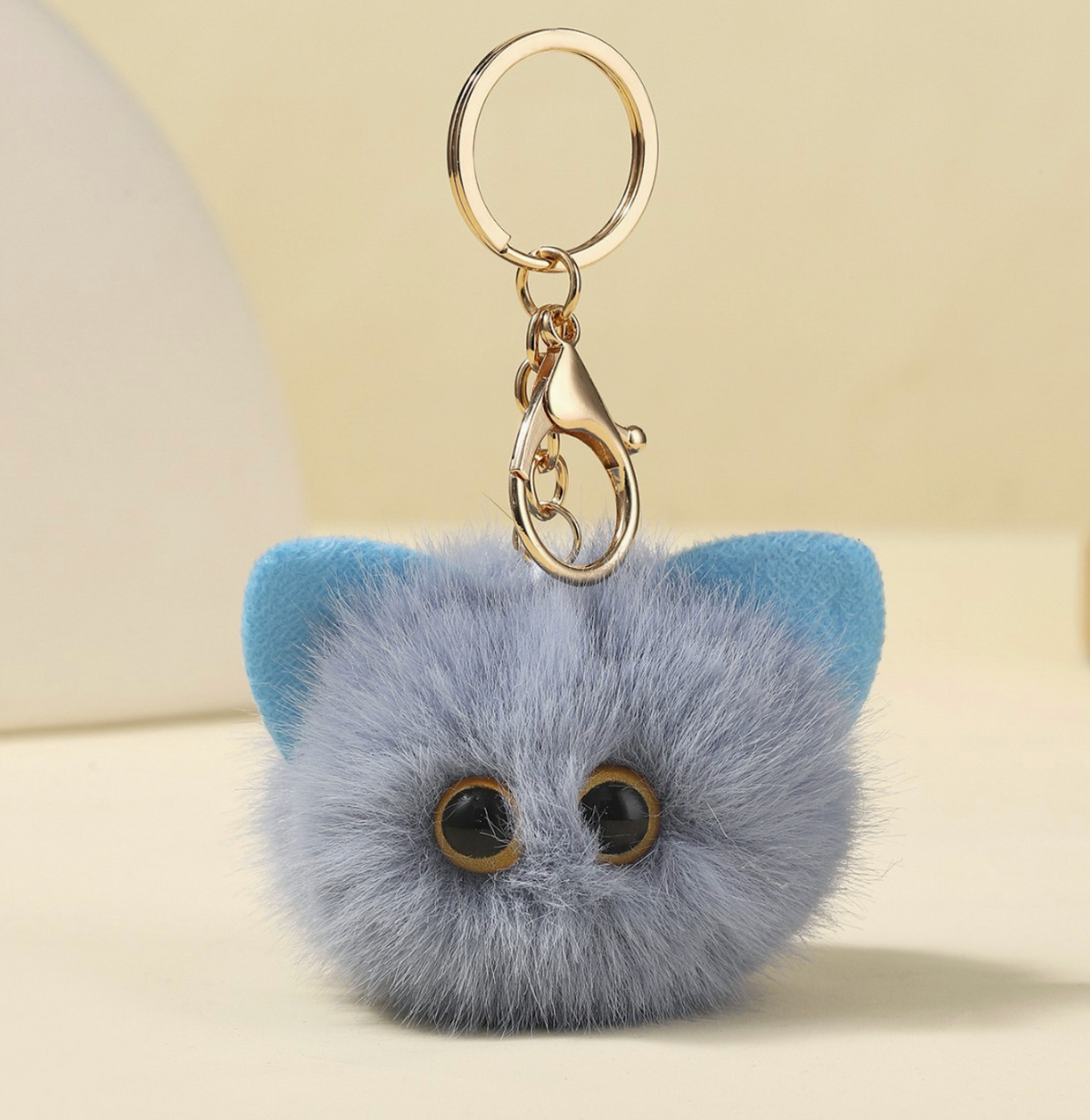 Fluffy Cat Bag Charm Keychain – Soft Fuzzy Kitty Purse and Backpack Accessory