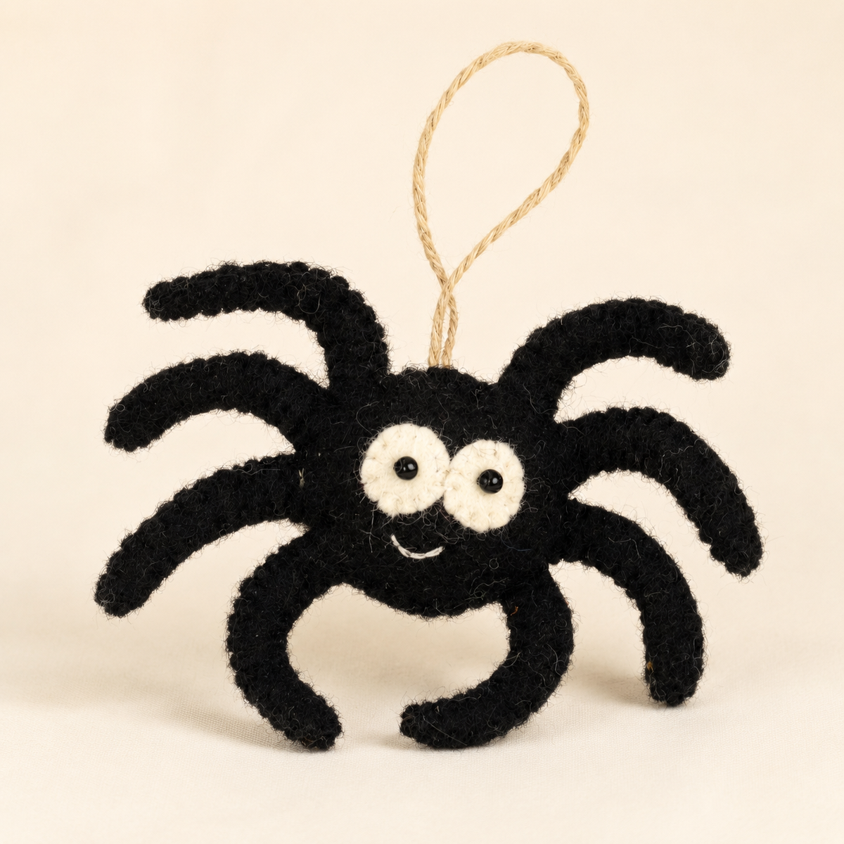 Cute Black Felt Spider Hanging Ornament – Whimsical Halloween Decoration