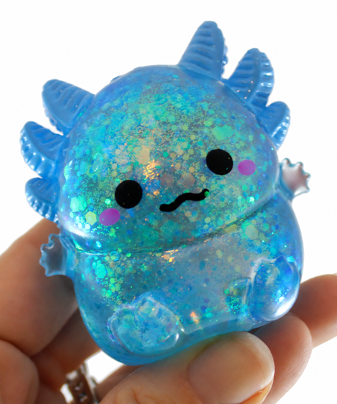 Mystery Glitter Axolotl Sugar Ball Squishy, Collectible Squishies, Squeeze Stress Balls, Ages 12+ Stress Reliever Toy, Squish Balls, Axolotl Shape