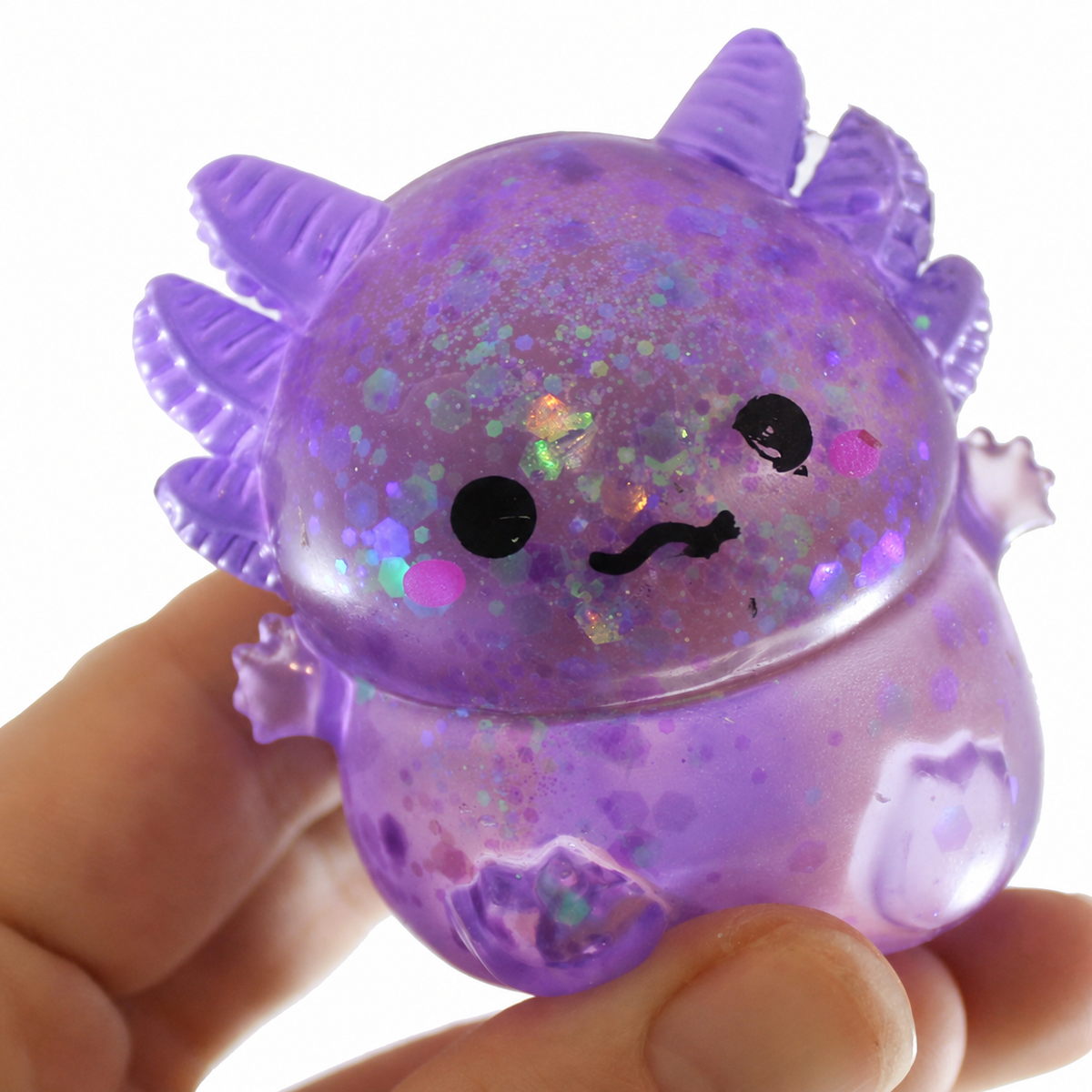 Mystery Glitter Axolotl Sugar Ball Squishy, Collectible Squishies, Squeeze Stress Balls, Ages 12+ Stress Reliever Toy, Squish Balls, Axolotl Shape