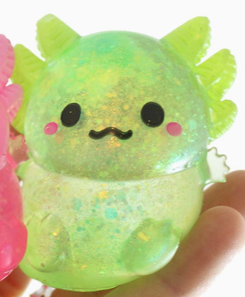 Mystery Glitter Axolotl Sugar Ball Squishy, Collectible Squishies, Squeeze Stress Balls, Ages 12+ Stress Reliever Toy, Squish Balls, Axolotl Shape