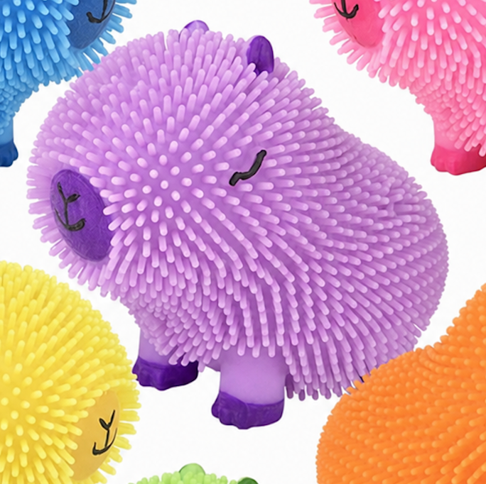 Capybara Puffer Ball Fidget Toy - Soft Textured Sensory Stress Relief Toy