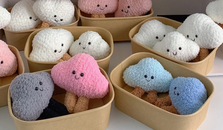 Crochet Cloud Keychain